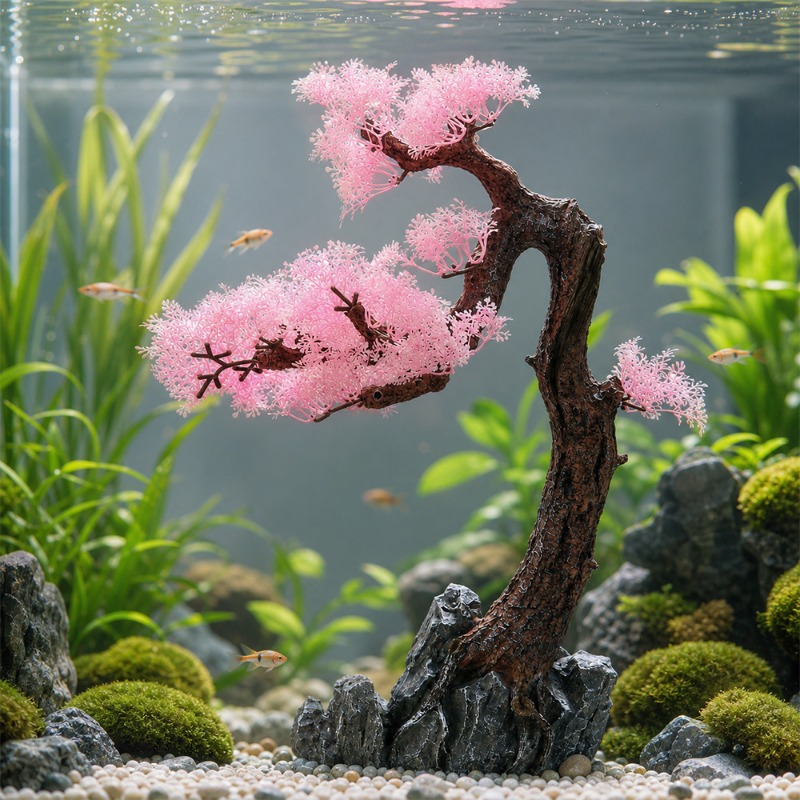 Dekorasi Akuarium Ikan Berbent - Aquarium Planted Tree ulasan dan harga